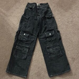 Fashion Nova Men's Dark Cargo Jeans